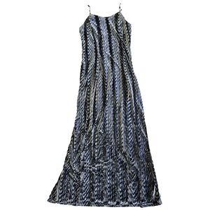 Scott McClintock Sz‎ 12 VTG Velvet Wave Classy Romantic Beaded Strap Maxi Dress